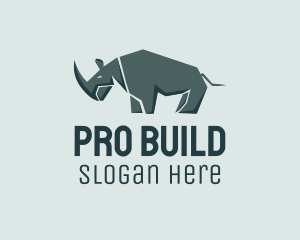 Wild Grey Rhinoceros  logo design