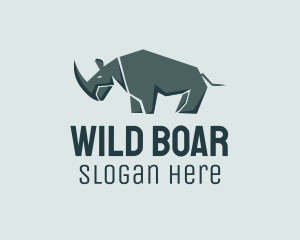 Wild Grey Rhinoceros  logo design