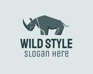 Wild Grey Rhinoceros  logo design