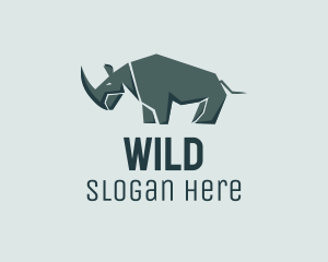 Wild Grey Rhinoceros  logo design