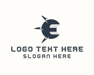 Technology - Orbit Planet Letter E logo design