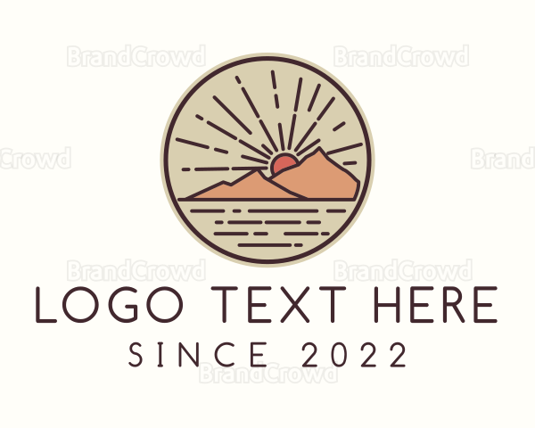 Hipster Island Mountain Sunset Logo