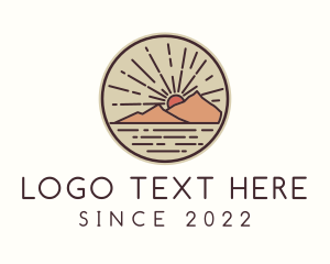 Volcano - Hipster Island Mountain Sunset logo design