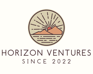 Horizon - Hipster Island Mountain Sunset logo design