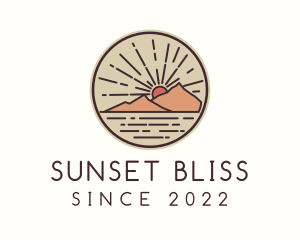 Sunset - Hipster Island Mountain Sunset logo design