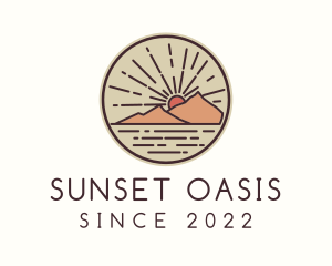 Sunset - Hipster Island Mountain Sunset logo design