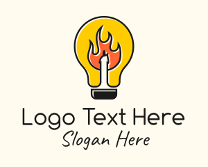 Fire - Fire Candle Bulb Lamp logo design