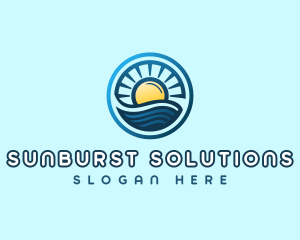 Sunburst - Sunrise Ocean Waves logo design