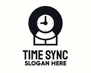 Time Clock Person logo design