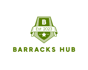 Barracks - Military Shield Star Badge logo design
