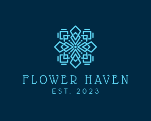 Natural Snowflake Flower  logo design