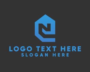 Roof - Blue House Letter N logo design