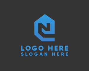 Village - Blue House Letter N logo design