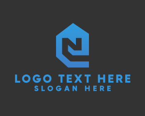 Roofing - Blue House Letter N logo design
