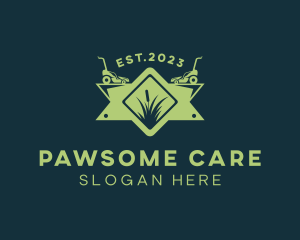 Lawn Mower Grass Cutting Landscaping logo design