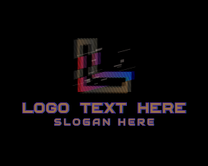 Vhs - Gradient Glitch Letter L logo design
