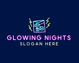 Neon Lights - Neon Bar Drink logo design