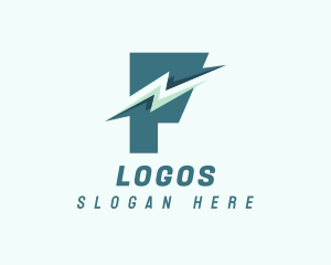 Volt - Lightning Delivery Letter P logo design