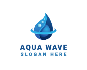 Water - 3D Blue Water Drop logo design
