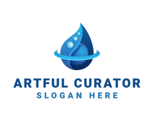 3D Blue Water Drop logo design