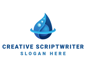 3D Blue Water Drop logo design