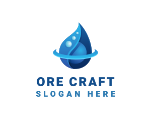 3D Blue Water Drop logo design