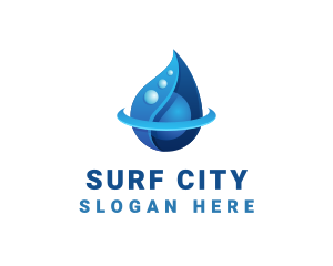 3D Blue Water Drop logo design