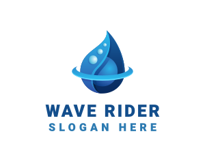 3D Blue Water Drop logo design