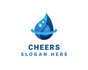 3D Blue Water Drop logo design