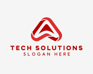 Location - Red Tech Letter A logo design