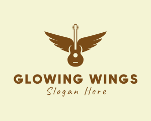 Guitar Music Wings logo design