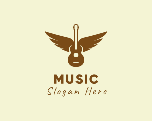 Guitar Music Wings logo design