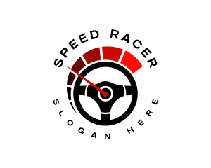 Racecar - Stirring Wheel Speedometer logo design