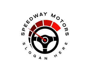 Racecar - Stirring Wheel Speedometer logo design