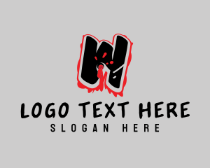Hip Hop Label - Splatter Graffiti Letter W logo design