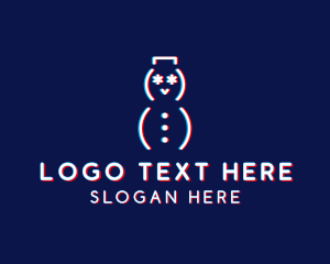 Monoline - Glitch Snowman Tech logo design
