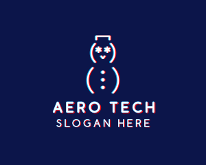 Glitch Snowman Tech logo design