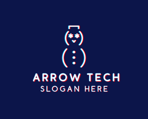 Glitch Snowman Tech logo design