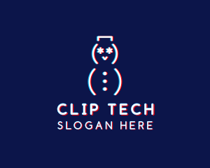 Glitch Snowman Tech logo design