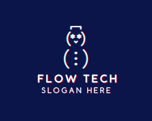 Glitch Snowman Tech logo design