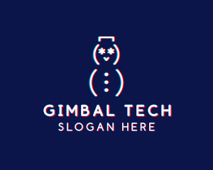 Glitch Snowman Tech logo design