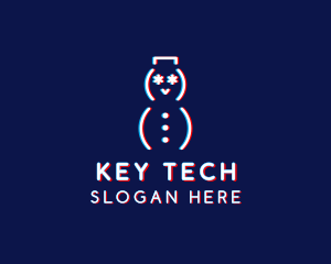 Glitch Snowman Tech logo design