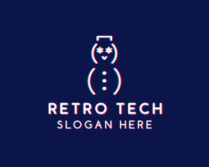 Glitch Snowman Tech logo design