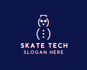 Glitch Snowman Tech logo design