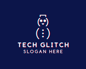 Glitch Snowman Tech logo design