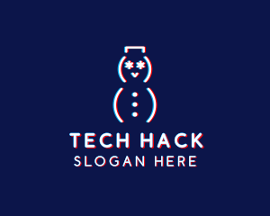 Glitch Snowman Tech logo design