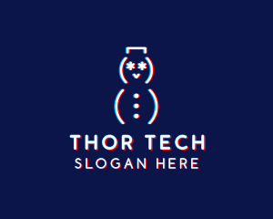 Glitch Snowman Tech logo design