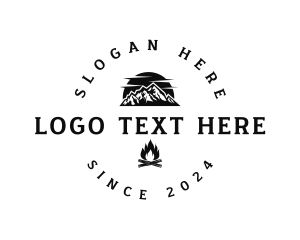 Tourism - Mountain Camping Fire logo design