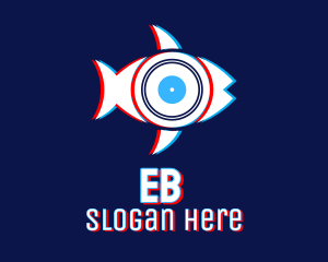 Static - Glitchy Fish Turntable logo design