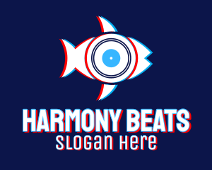 Streaming - Glitchy Fish Turntable logo design